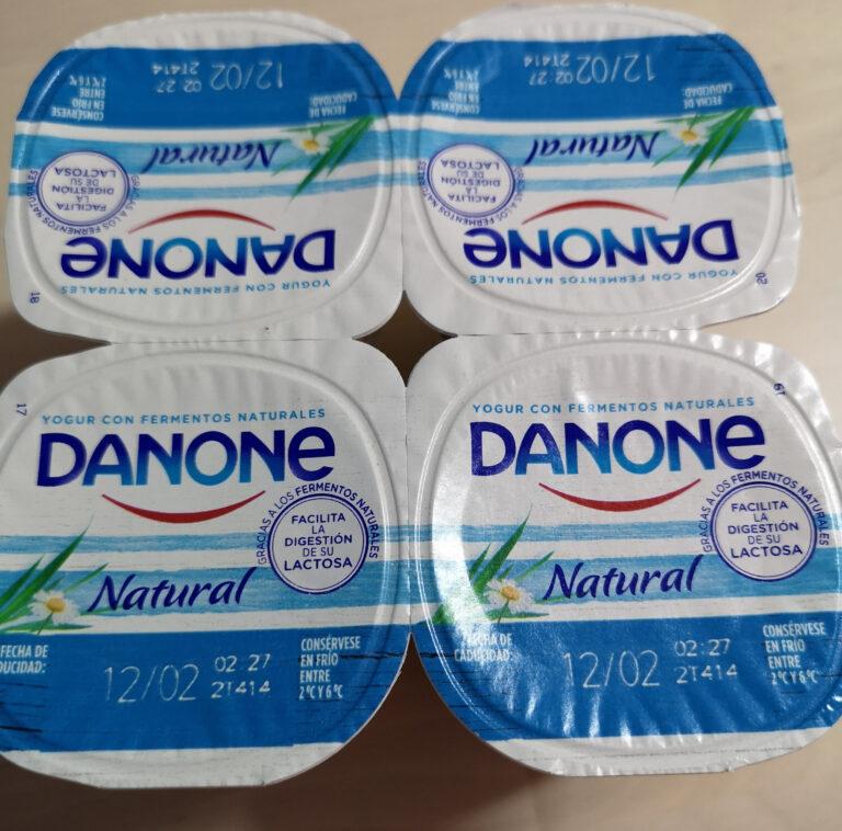 La cantidad de gramos en un yogur Danone